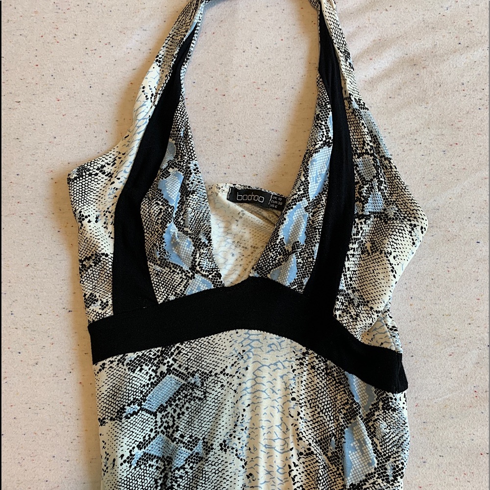 Snake-skin halter bodysuit